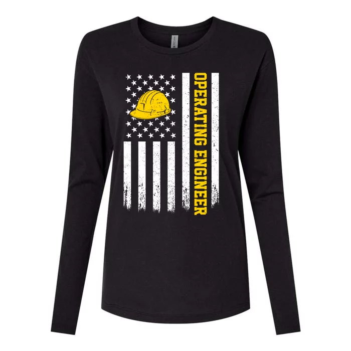 Operating Engineer American Usa Flag Great Gift Womens Cotton Relaxed Long Sleeve T-Shirt