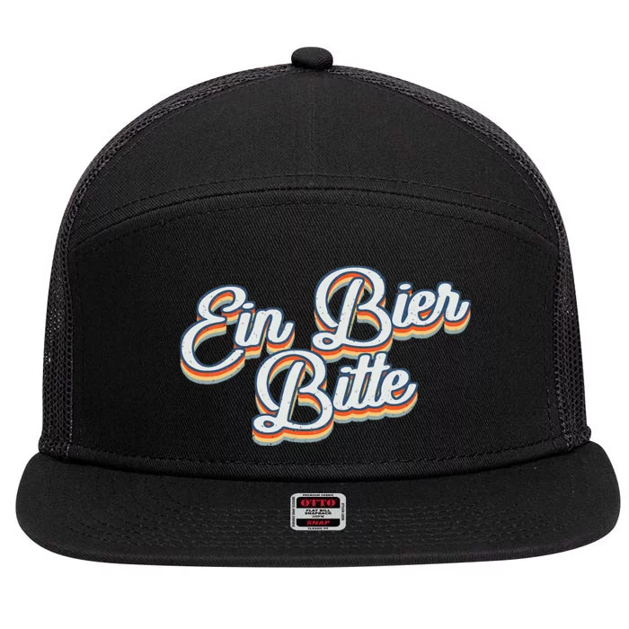 Oktoberfest Ein Bier Bitte Retro Funny German Beer 7 Panel Mesh Trucker Snapback Hat