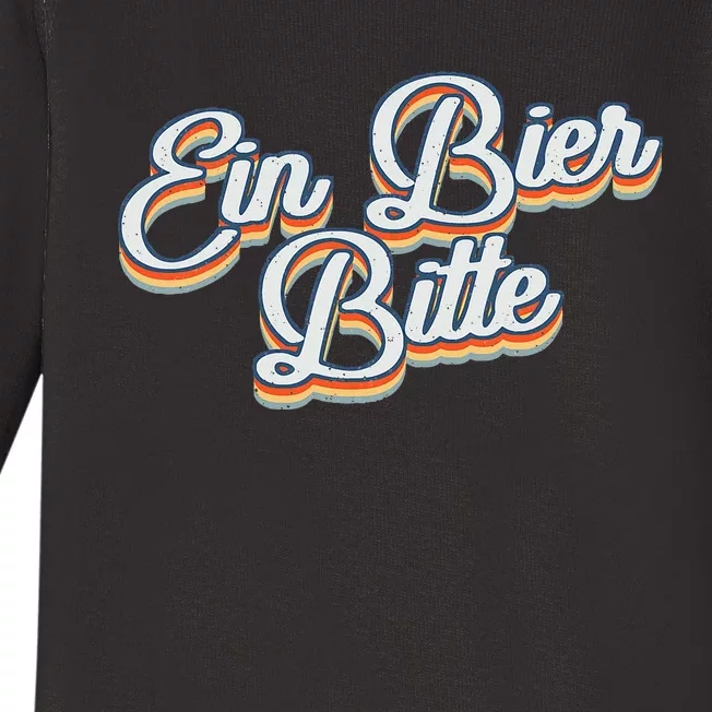 Oktoberfest Ein Bier Bitte Retro Funny German Beer Baby Long Sleeve Bodysuit