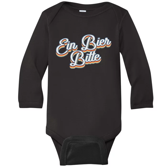 Oktoberfest Ein Bier Bitte Retro Funny German Beer Baby Long Sleeve Bodysuit