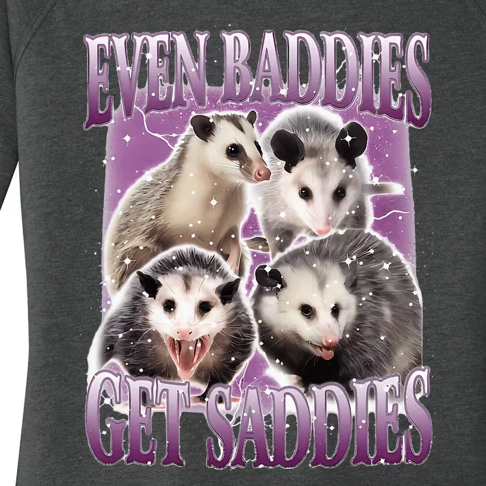 Opossum Even Baddies Get Saddies Women's Perfect Tri Tunic Long Sleeve Shirt