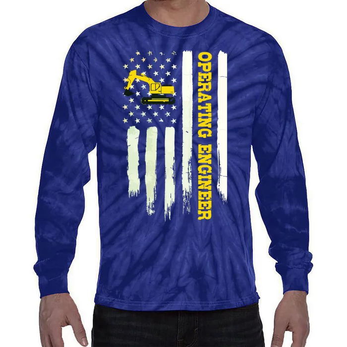 Operating Engineers Design On Back Of Clothing Tie-Dye Long Sleeve Shirt