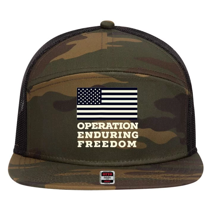 Operation Enduring Freedom Oef Veteran 7 Panel Mesh Trucker Snapback Hat