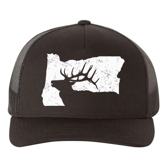 Oregon Elk Hunting Bull Elk State Shape Yupoong Adult 5-Panel Trucker Hat