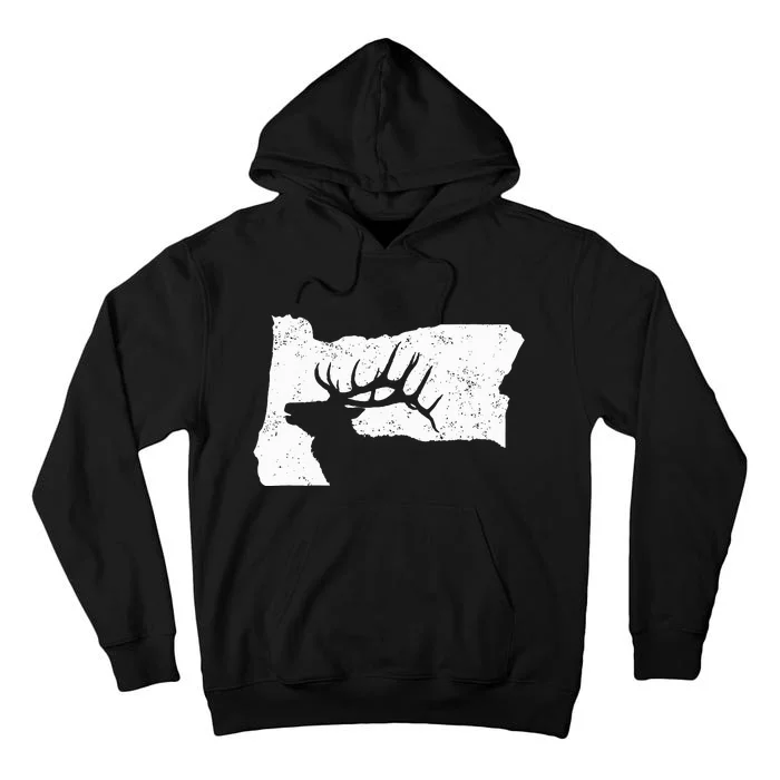 Oregon Elk Hunting Bull Elk State Shape Tall Hoodie