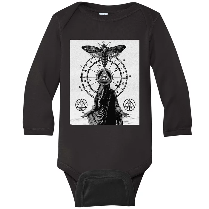 Occult Esoteric Mysticism Gothic Unholy Dark Aesthetic Goth Baby Long Sleeve Bodysuit