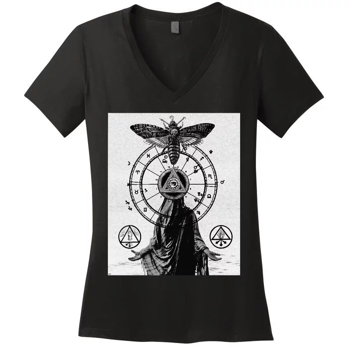 Occult Esoteric Mysticism Gothic Unholy Dark Aesthetic Goth Women's V-Neck T-Shirt