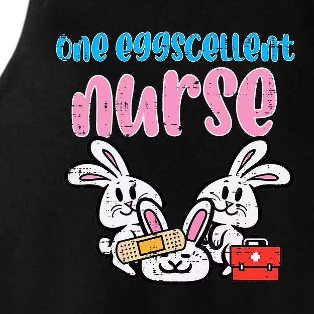 One Eggcellent Nurse Easter Day Bunny Funny Scrub Ladies Tri-Blend Wicking Tank