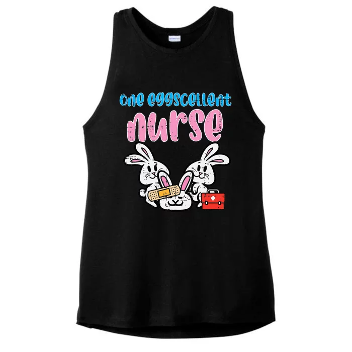 One Eggcellent Nurse Easter Day Bunny Funny Scrub Ladies Tri-Blend Wicking Tank