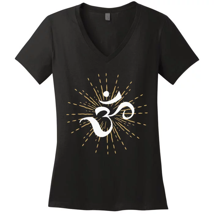 Om Energy Symbol Chakra Mantra Meditation Yoga Women's V-Neck T-Shirt