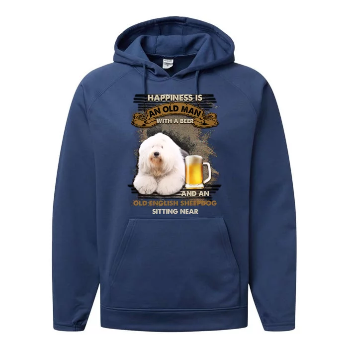 Old English Sheepdog Sitting Near Gift For You Gift Performance Fleece Hoodie