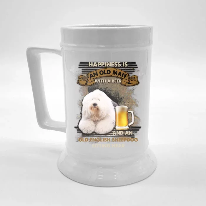 Old English Sheepdog Sitting Near Gift For You Gift Front & Back Beer Stein