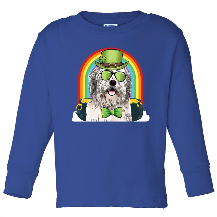 Old English Sheepdog Dog Leprechaun Funny St Patricks Day Gift Toddler Long Sleeve Shirt