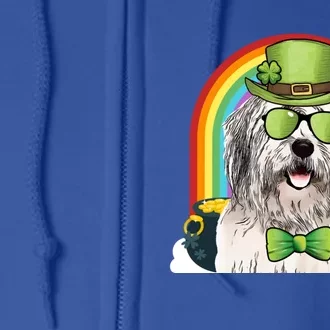 Old English Sheepdog Dog Leprechaun Funny St Patricks Day Gift Full Zip Hoodie