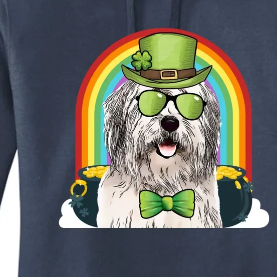 Old English Sheepdog Dog Leprechaun Funny St Patricks Day Gift Women's Pullover Hoodie