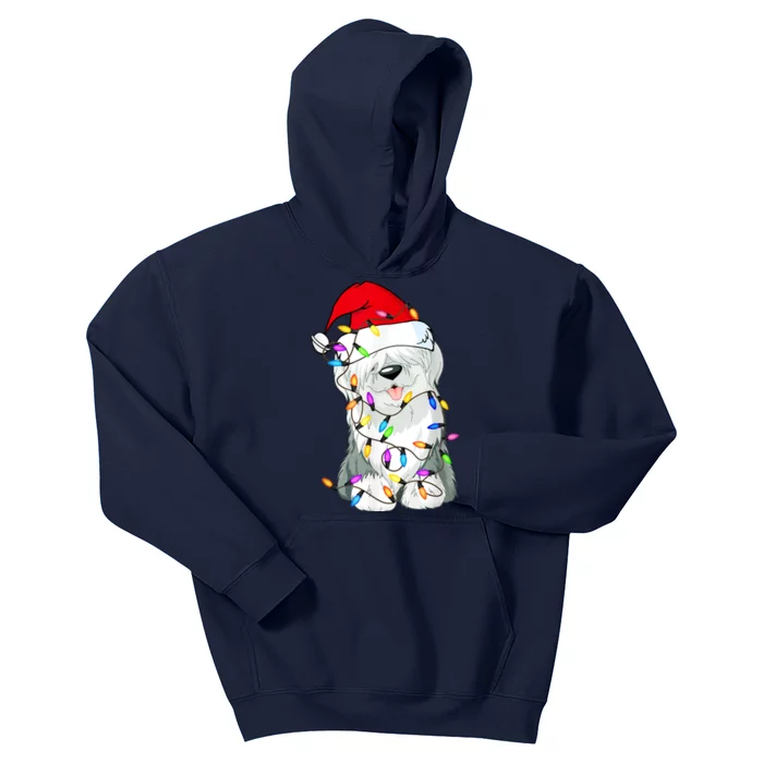 Old English Sheepdog Dog Light Decor Christmas Dog Kids Hoodie