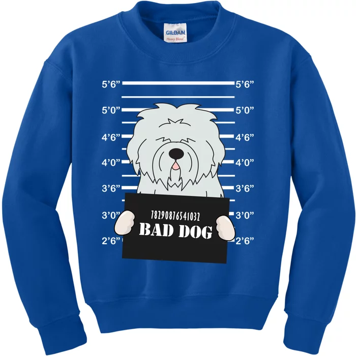 Old English Sheepdog Sheepie Mug Shot Bad Dog Mom Dad Gift Kids Sweatshirt