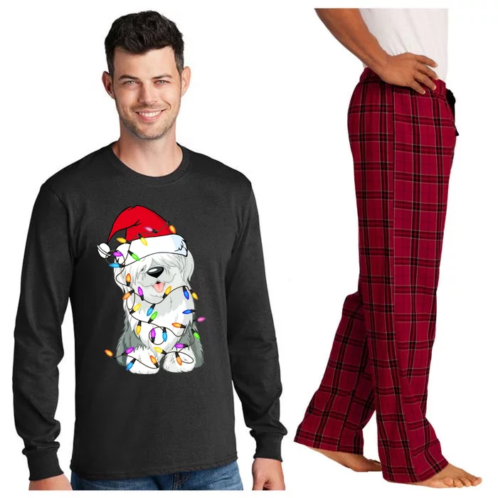 Old English Sheepdog Dog Light Decor Christmas Dog Lovers Long Sleeve TShirt Long Sleeve Pajama Set