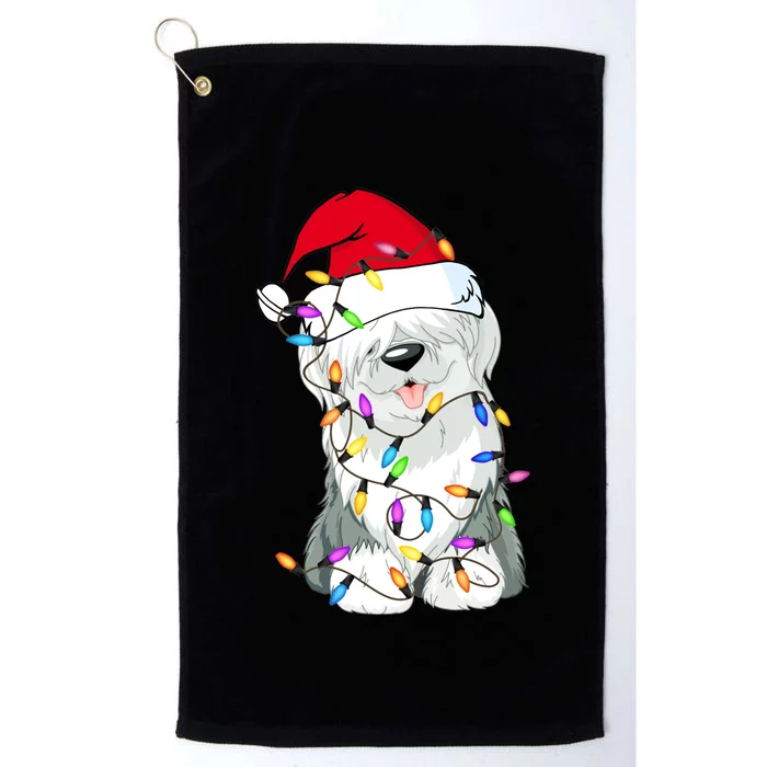 Old English Sheepdog Dog Light Decor Christmas Dog Lovers Long Sleeve TShirt Platinum Collection Golf Towel