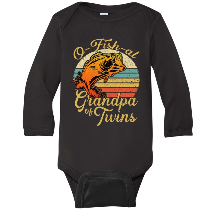 O Fish Al Grandpa Of Twins Baby Pregnancy Announcement Baby Long Sleeve Bodysuit