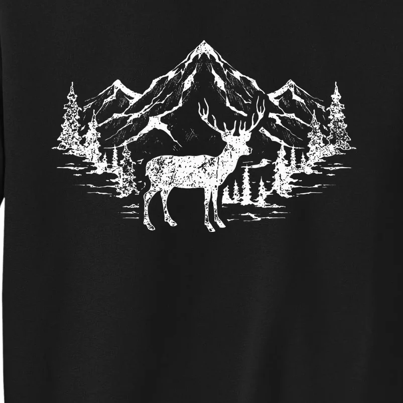 Outdoor Forest Animal Wildlife Mountains Nature Trees Deer Tall Sweatshirt