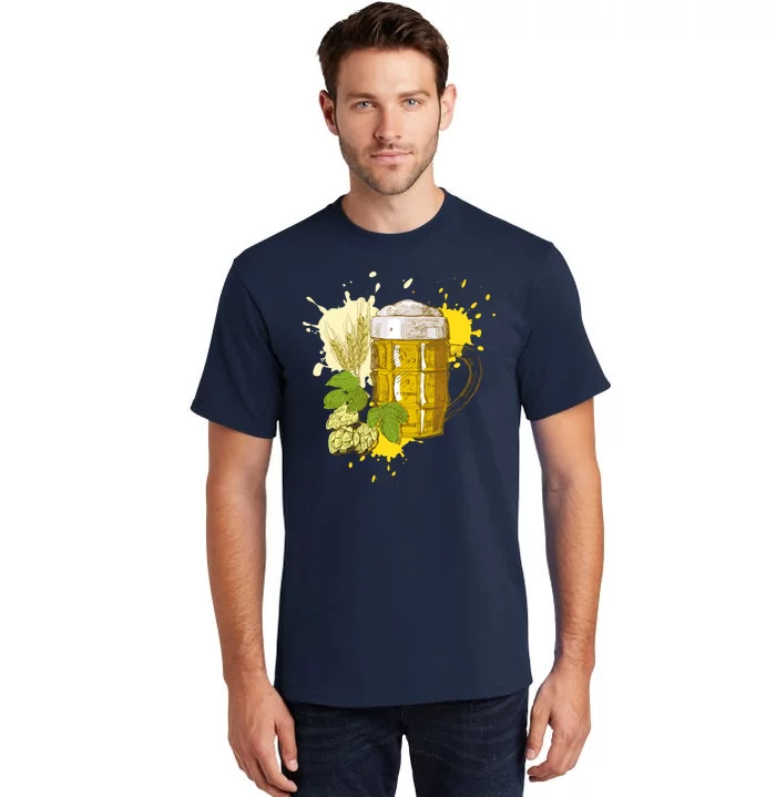 Oktoberfest Fall Autumn Beer Splatter Tall T-Shirt