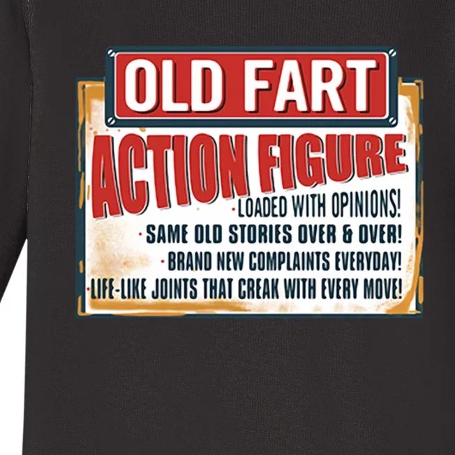 Old Fart Action Figure Loaded With Opinions Baby Long Sleeve Bodysuit