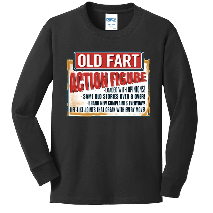 Old Fart Action Figure Loaded With Opinions Kids Long Sleeve Shirt