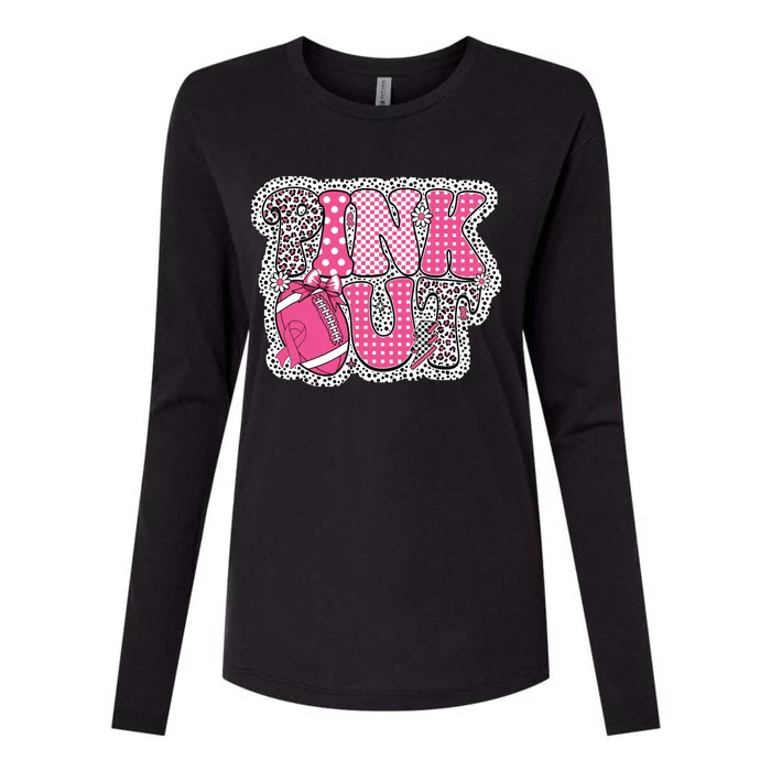 Out Football Breast Cancer Awareness Womens Cotton Relaxed Long Sleeve T-Shirt