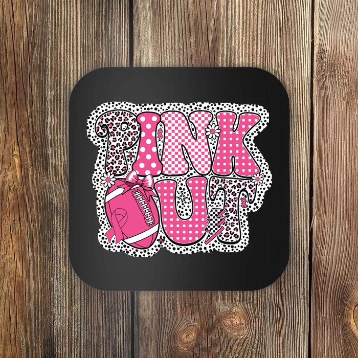 Out Football Breast Cancer Awareness Coaster