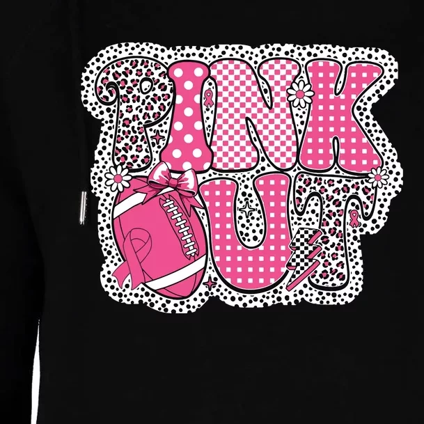 Out Football Breast Cancer Awareness Womens Funnel Neck Pullover Hood