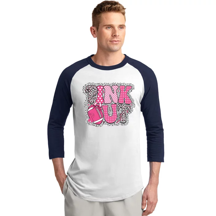 Out Football Breast Cancer Awareness Baseball Sleeve Shirt