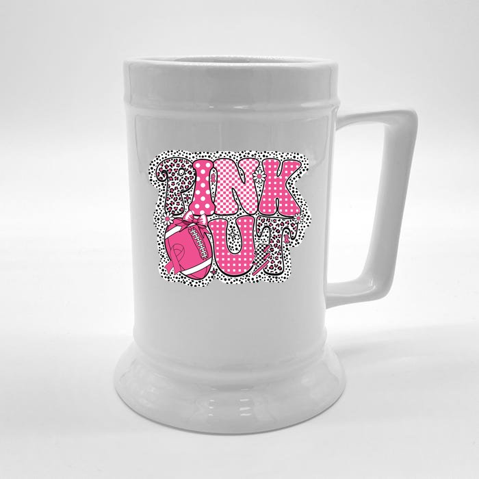 Out Football Breast Cancer Awareness Front & Back Beer Stein