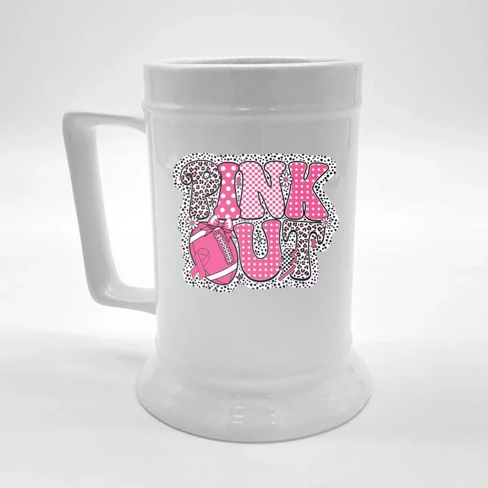 Out Football Breast Cancer Awareness Front & Back Beer Stein