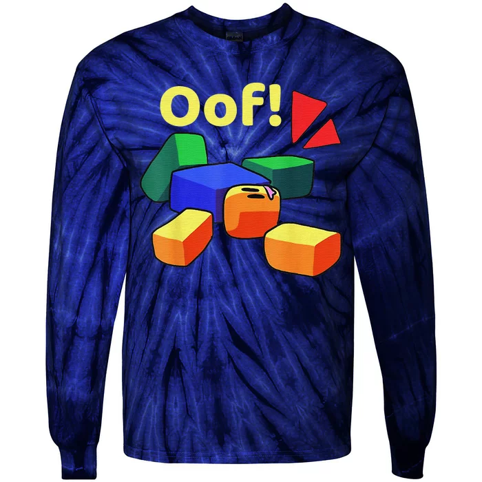 OOF! Funny Blox Noob Gamer Gifts For Gamers Tie-Dye Long Sleeve Shirt