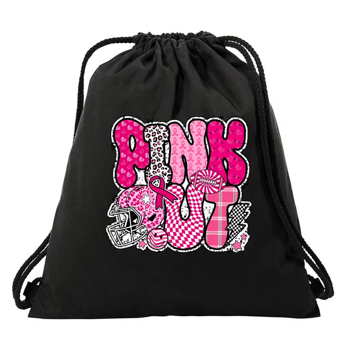 Out Football Breast Cancer Awareness Drawstring Bag