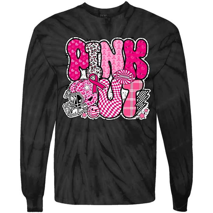 Out Football Breast Cancer Awareness Tie-Dye Long Sleeve Shirt