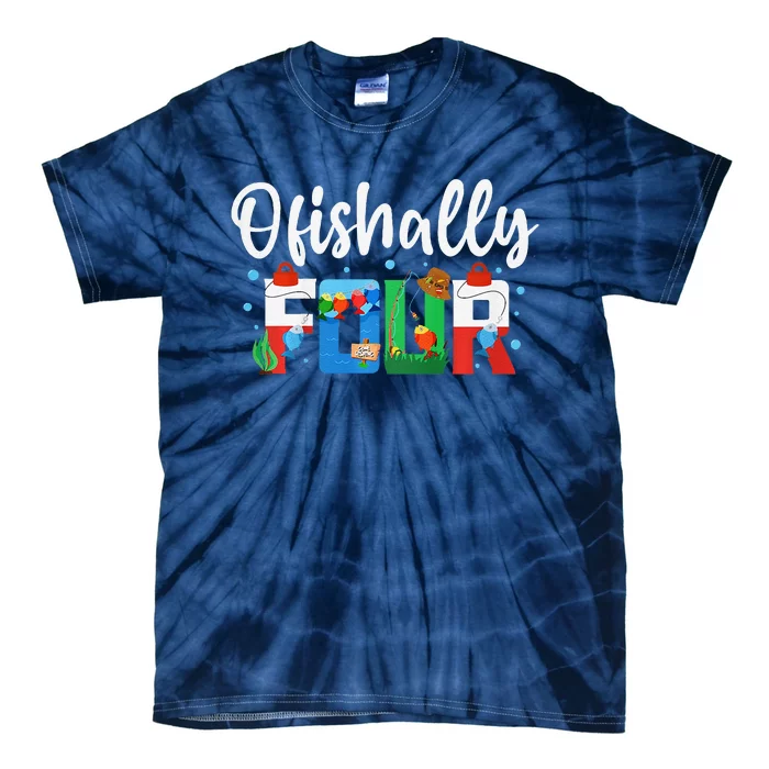 Ofishally Four Birthday Decorations 4 Year Old Boy Girl Tie-Dye T-Shirt