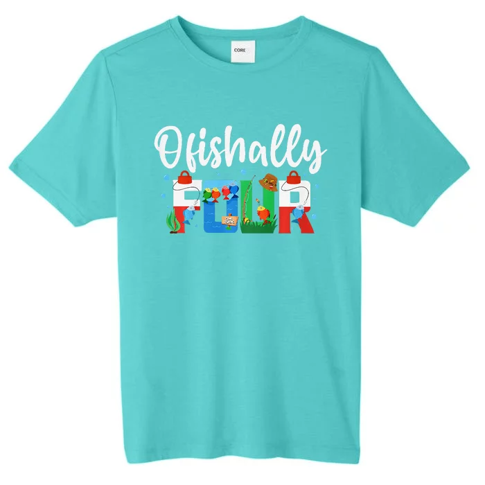 Ofishally Four Birthday Decorations 4 Year Old Boy Girl ChromaSoft Performance T-Shirt