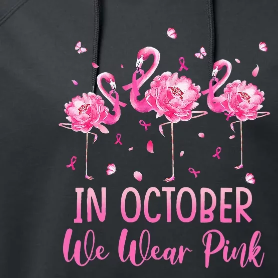 October Flamingo Breast Cancer Awareness Performance Fleece Hoodie