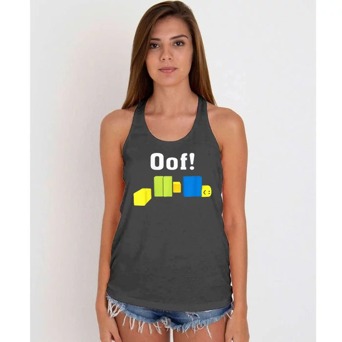 OOF! Funny Blox Noob Gamer Gifts For Gamers Women's Knotted Racerback Tank