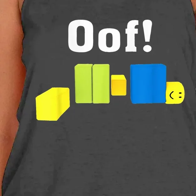 OOF! Funny Blox Noob Gamer Gifts For Gamers Women's Knotted Racerback Tank