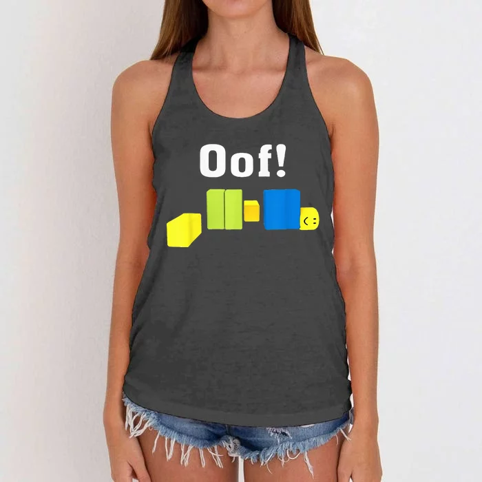 OOF! Funny Blox Noob Gamer Gifts For Gamers Women's Knotted Racerback Tank