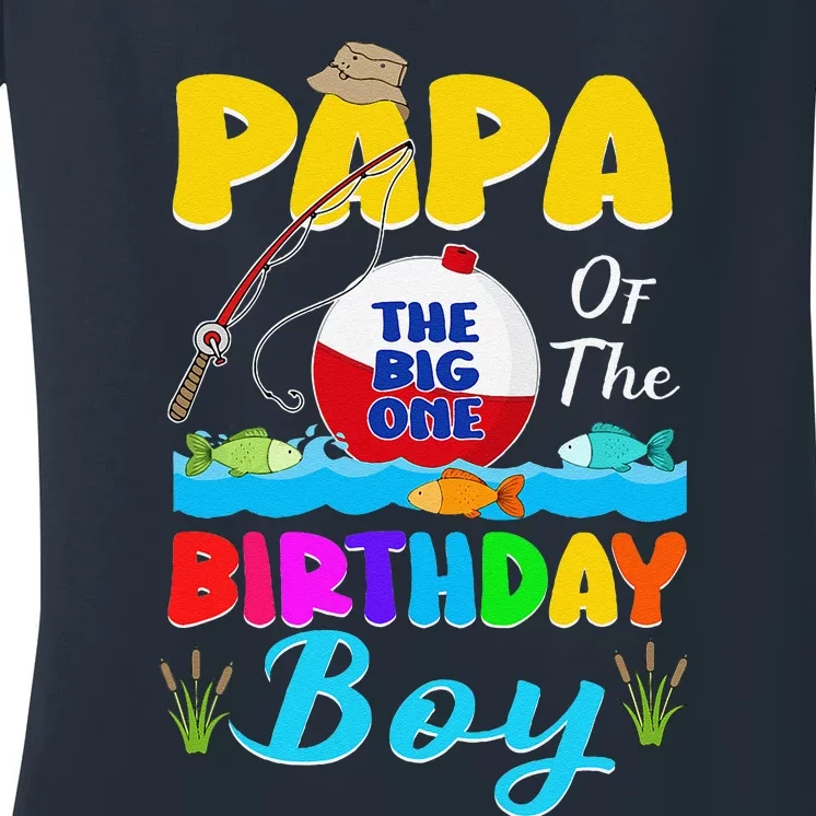 O Fish Birthday Outfit Papa Of The Birthday Boy Women's V-Neck T-Shirt