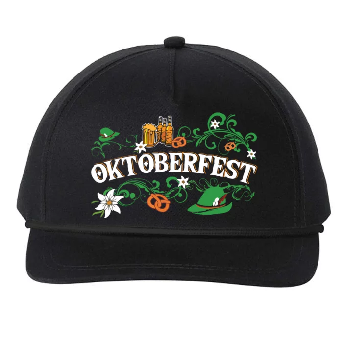 Oktoberfest Funny Beer Hat Pretzel And Edelweiss Snapback Five-Panel Rope Hat