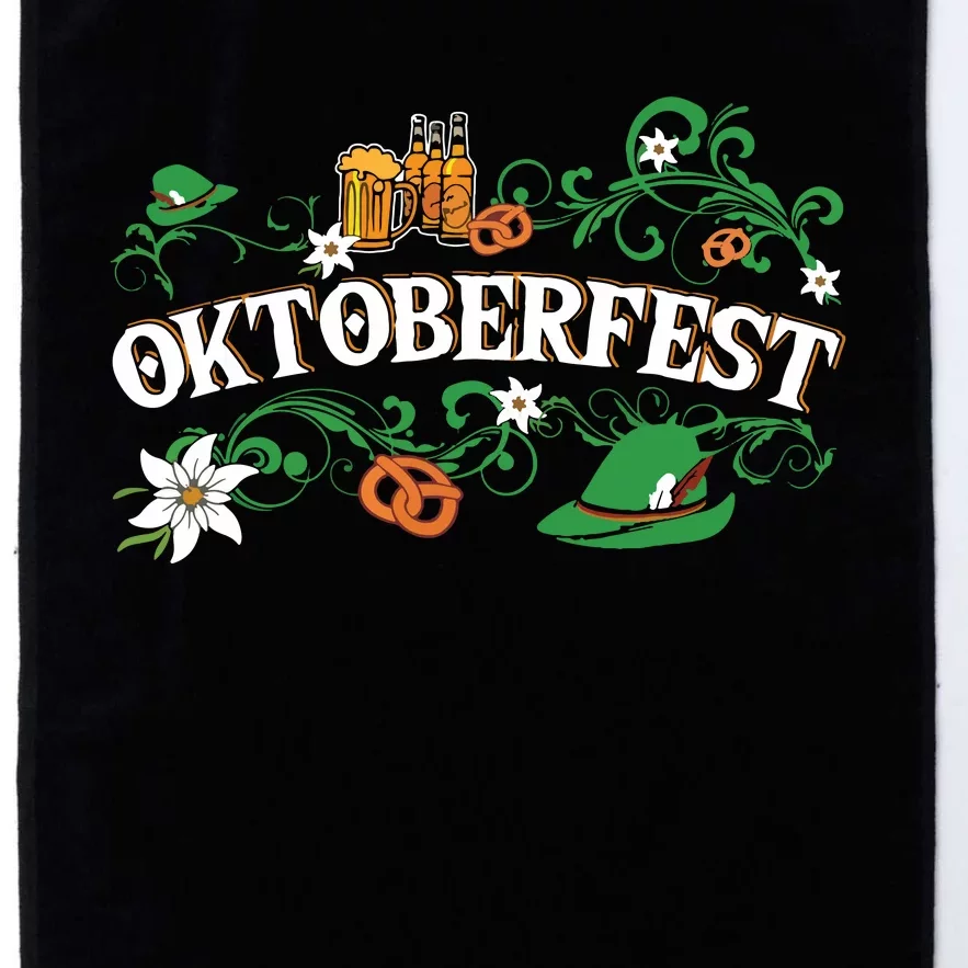 Oktoberfest Funny Beer Hat Pretzel And Edelweiss Platinum Collection Golf Towel