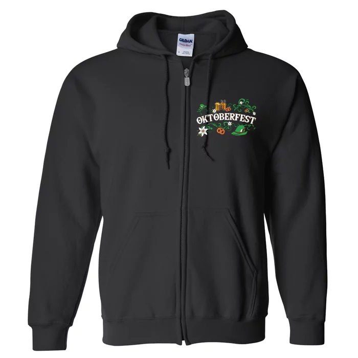 Oktoberfest Funny Beer Hat Pretzel And Edelweiss Full Zip Hoodie