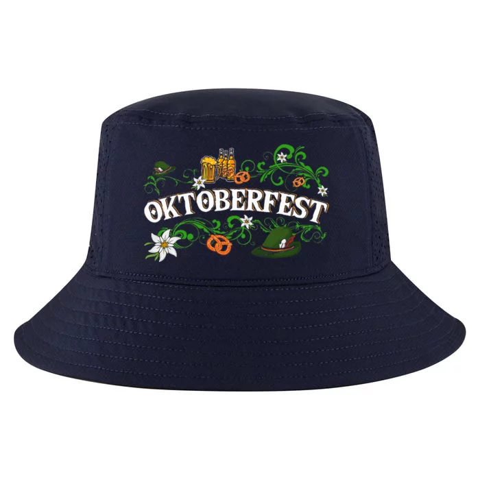 Oktoberfest Funny Beer Hat Pretzel And Edelweiss Cool Comfort Performance Bucket Hat