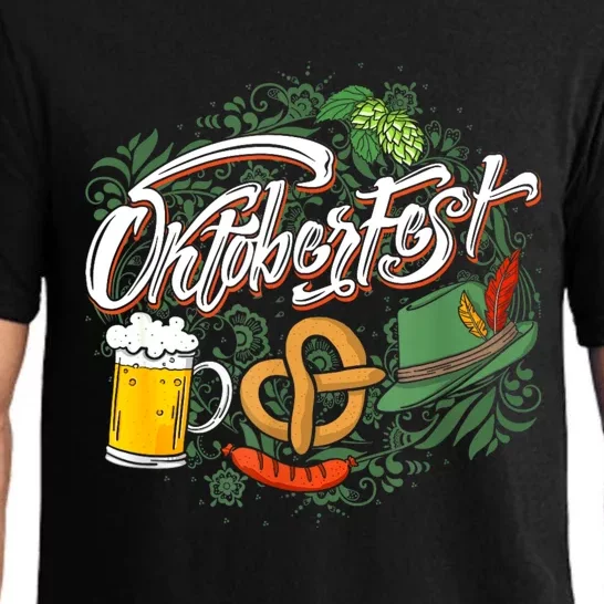 Oktoberfest Funny Beer Hat Pretzel And Edelweiss Pajama Set