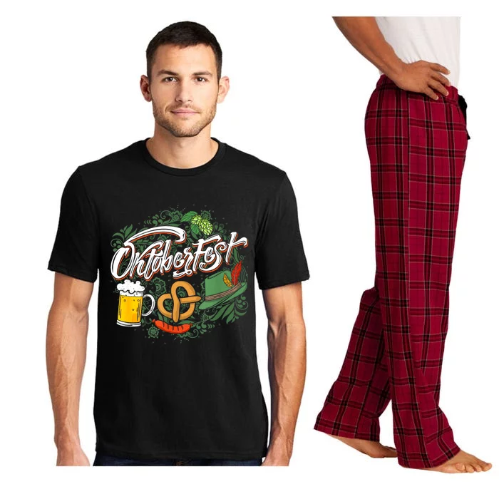 Oktoberfest Funny Beer Hat Pretzel And Edelweiss Pajama Set